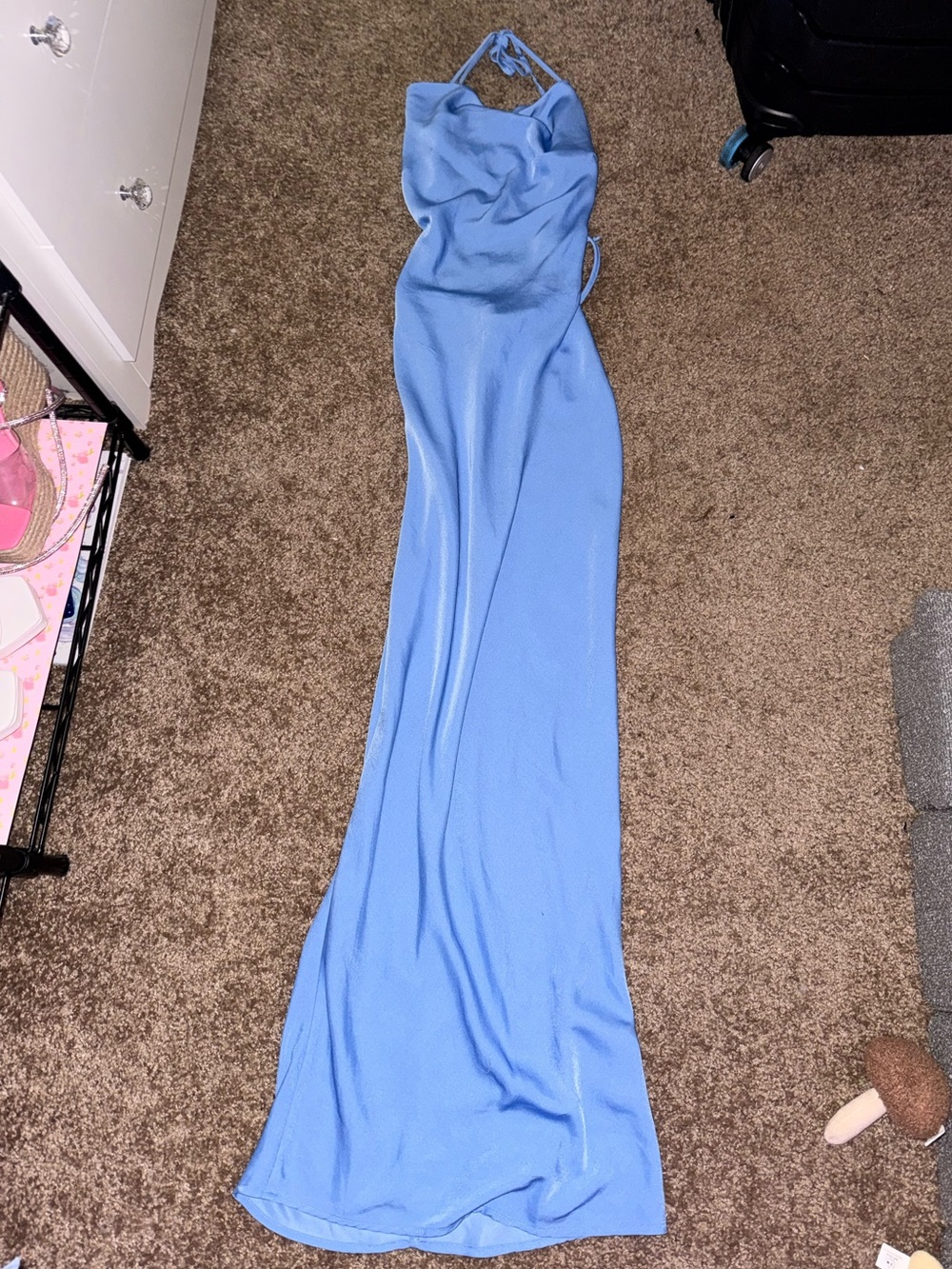 Elegant Light Blue Halter Maxi Dress
